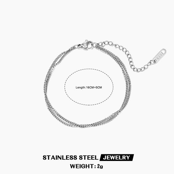 Wholesale Women's Jewelry Set Cuban Chain Bracelet Stacked 18K Gold Plated Stainless Steel Flat Snake Bracelet With Geometric Pattern