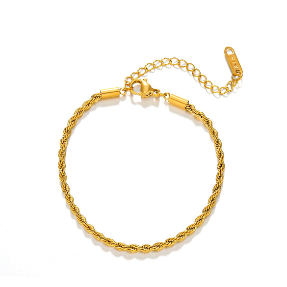 Wholesale Women's Jewelry Set Cuban Chain Bracelet Stacked 18K Gold Plated Stainless Steel Flat Snake Bracelet With Geometric Pattern