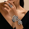 Wholesale Women's Jewelry Set Dark Style Geometric Skull Hand And Head Bracelet Ring Electroplated Alloy