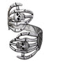 Wholesale Women's Jewelry Set Dark Style Geometric Skull Hand And Head Bracelet Ring Electroplated Alloy