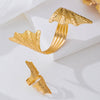 Wholesale Women's Jewelry Set Electroplated Alloy Geometric Leaf And Spiral Open Ring Bracelet Accessories