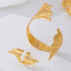Wholesale Women's Jewelry Set Electroplated Alloy Geometric Leaf And Spiral Open Ring Bracelet Accessories