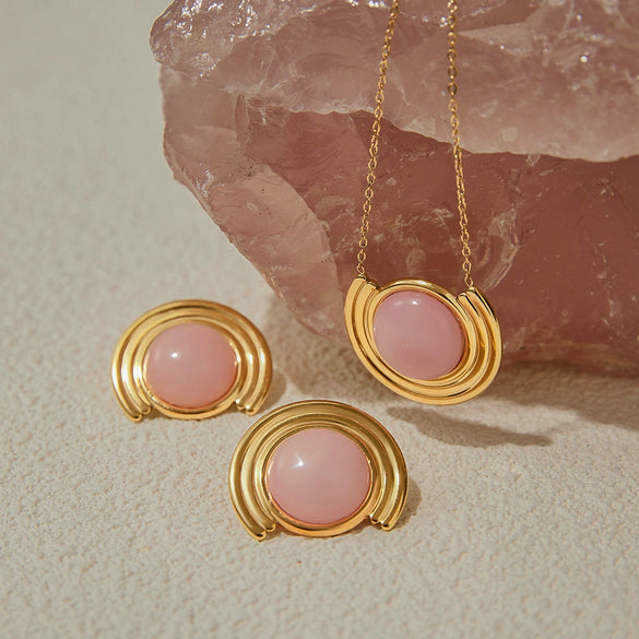 Wholesale Women's Jewelry Set Electroplated Stainless Steel And Titanium Steel Necklaces And Earrings With Geometric Stars Sun And Moon Clouds And Universe Patterns