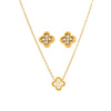 Wholesale Women's Jewelry Set Ferris Wheel Four Leaf Flower Clavicle Chain Earrings Hand Jewelry Titanium Steel Stainless Steel Zircon Electroplated