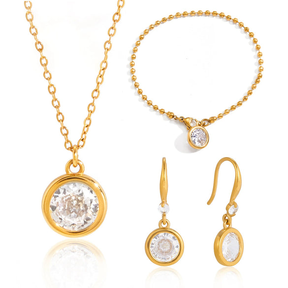 Wholesale Women's Jewelry Set Geometric Stainless Steel And Titanium Steel Electroplated Earrings Necklaces And Bracelets