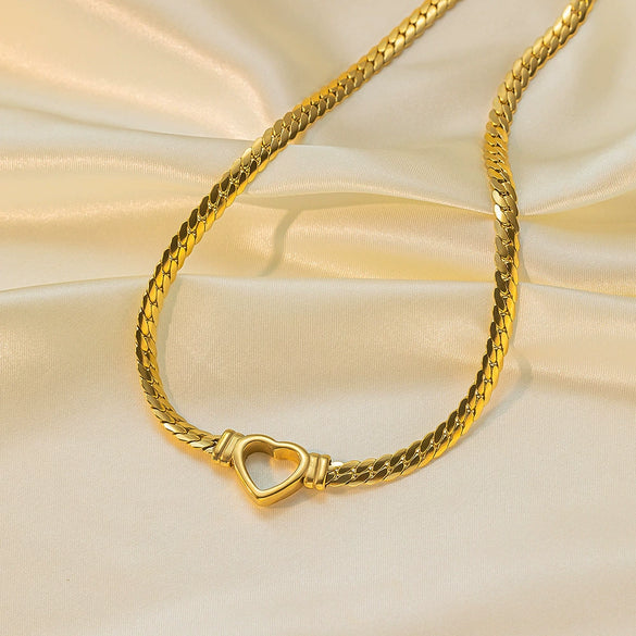 Wholesale Women's Jewelry Set 18K Real Gold Plated Titanium Steel With Love Water Drops Bells Pattern Clavicle Ochain Necklace