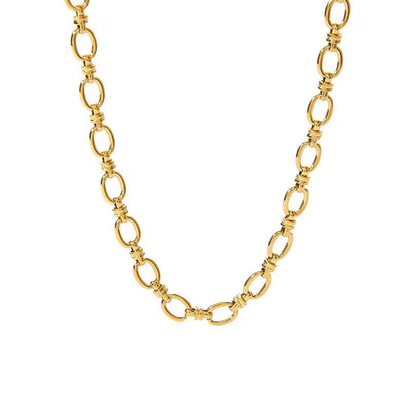 Wholesale Women's Jewelry Set 18K Real Gold Plated Titanium Steel With Love Water Drops Bells Pattern Clavicle Ochain Necklace