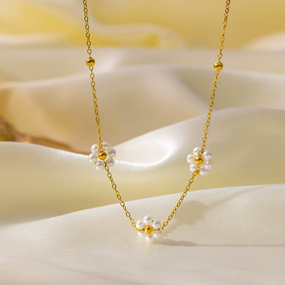 Wholesale Women's Jewelry Set 18K Real Gold Plated Titanium Steel With Love Water Drops Bells Pattern Clavicle Ochain Necklace