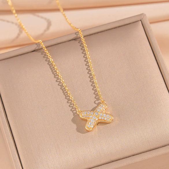 Wholesale Women's Jewelry Set Light Luxury Geometric Style Cross Crown Roman Numerals Electroplated Environmentally Friendly Copper And Titanium Steel Necklace And Earrings