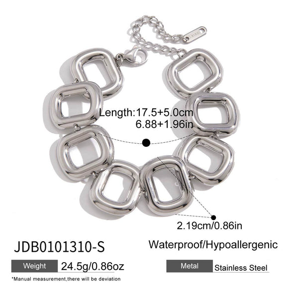 Wholesale Women's Jewelry Set Stainless Steel And Titanium Steel Electroplated Geometric Necklace And Bracelet With O Word Chain