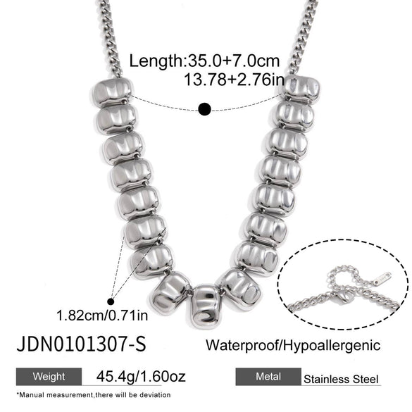 Wholesale Women's Jewelry Set Stainless Steel And Titanium Steel Electroplated Geometric Necklace And Bracelet With O Word Chain