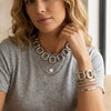 Wholesale Women's Jewelry Set Stainless Steel And Titanium Steel Electroplated Geometric Necklace And Bracelet With O Word Chain