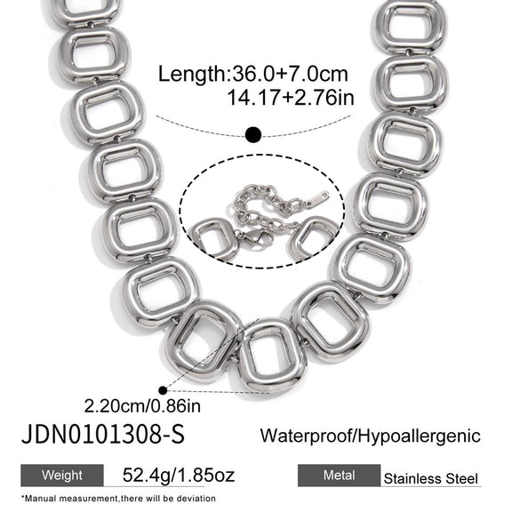 Wholesale Women's Jewelry Set Stainless Steel And Titanium Steel Electroplated Geometric Necklace And Bracelet With O Word Chain