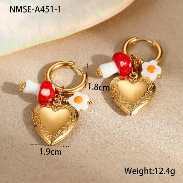Wholesale Women's Jewelry Set Stainless Steel 18K Electroplated Heart Water Drop Bell Fashion Geometry Accessories