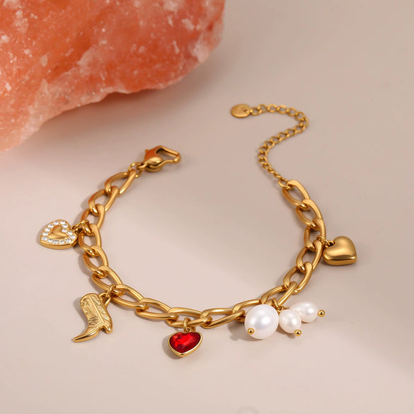 Wholesale Women's Jewelry Set Stainless Steel 18K Electroplated Heart Water Drop Bell Fashion Geometry Accessories