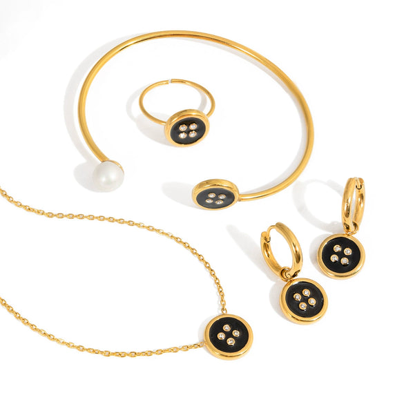 Wholesale Women's Jewelry Set Stainless Steel Titanium Steel Geometric Button Style Electroplated
