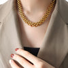Wholesale Women's Jewelry Set Titanium Steel Gold Plated Buckle Design Necklace And Bracelet