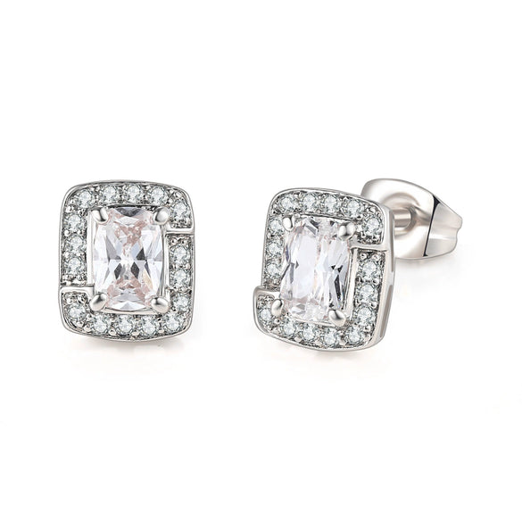 Wholesale Women's Jewelry Set With Alloy And Artificial Crystal Square Pattern Electroplated Ochain Earrings Pendant Necklace And Bracelet