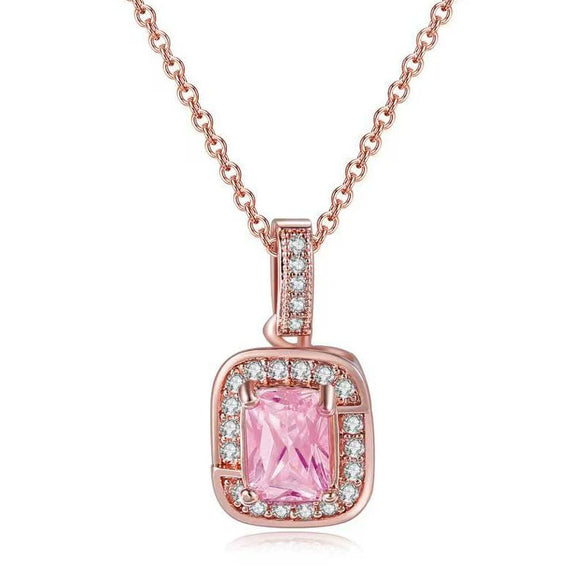 Wholesale Women's Jewelry Set With Alloy And Artificial Crystal Square Pattern Electroplated Ochain Earrings Pendant Necklace And Bracelet