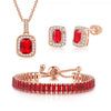 Wholesale Women's Jewelry Set With Alloy And Artificial Crystal Square Pattern Electroplated Ochain Earrings Pendant Necklace And Bracelet