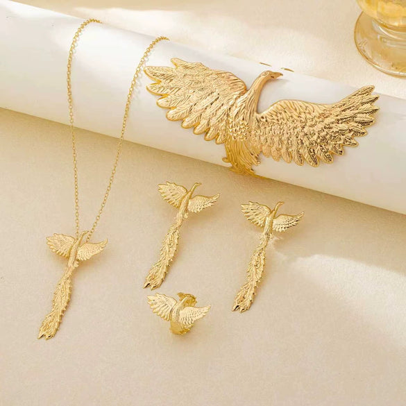 Wholesale Women's Jewelry Set With Animal Design Zinc Alloy Electroplated Necklace Earrings Ring Bracelet