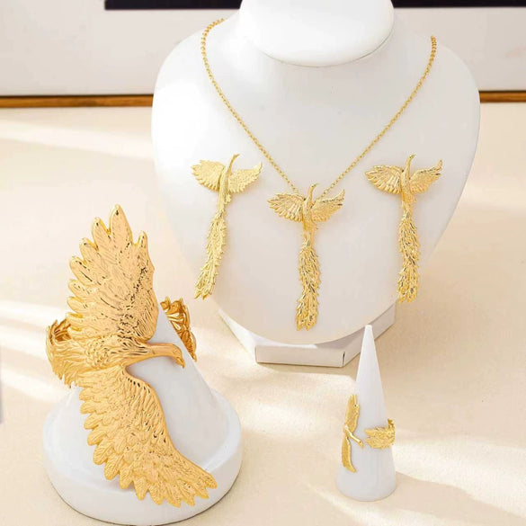 Wholesale Women's Jewelry Set With Animal Design Zinc Alloy Electroplated Necklace Earrings Ring Bracelet