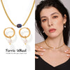 Wholesale Women's Jewelry Set With Ferris Wheel Design Electroplated Titanium Steel And Freshwater Pearl Necklace And Earrings