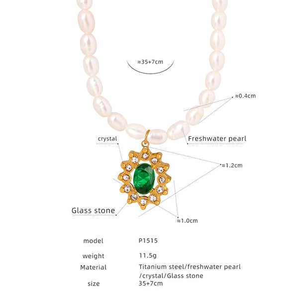 Wholesale Women's Jewelry Set With Freshwater Pearl Necklace And Love Heart Pendant Earrings Titanium Steel Material Electroplating Treatment
