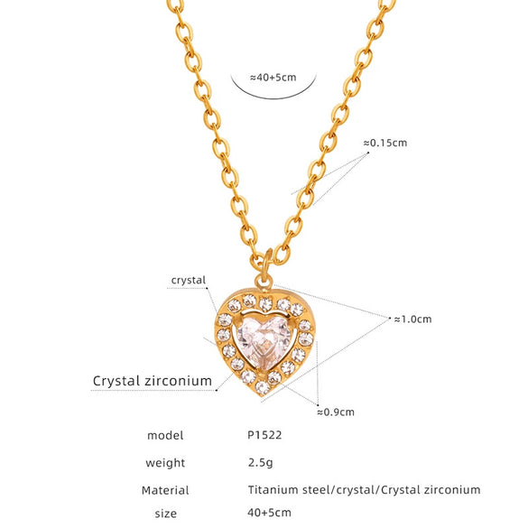 Wholesale Women's Jewelry Set With Freshwater Pearl Necklace And Love Heart Pendant Earrings Titanium Steel Material Electroplating Treatment