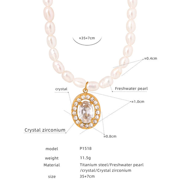 Wholesale Women's Jewelry Set With Freshwater Pearl Necklace And Love Heart Pendant Earrings Titanium Steel Material Electroplating Treatment