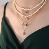Wholesale Women's Jewelry Set With Freshwater Pearl Necklace And Love Heart Pendant Earrings Titanium Steel Material Electroplating Treatment