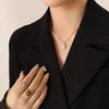 Wholesale Women's Jewelry Set With Oval Turquoise Cat's Eye Stone Inlaid Retro Style Titanium Steel Material