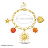 Wholesale Women's Jewelry Set With Sun Round Heartshaped Stainless Steel Pendants Plants And Flowers Pattern O Word Chain Electroplated