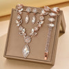 Wholesale Women's Jewelry Set With White Crystal Flower Design Rhinestone Material Love Water Drops Bells Pattern Electroplating Treatment