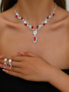 Wholesale Women's Jewelry Set With White Crystal Flower Design Rhinestone Material Love Water Drops Bells Pattern Electroplating Treatment