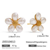 Wholesale Women's Jewelry Shell Bead Ring And Stainless Steel Earrings With Flower Pattern And Electroplating Titanium Steel Material