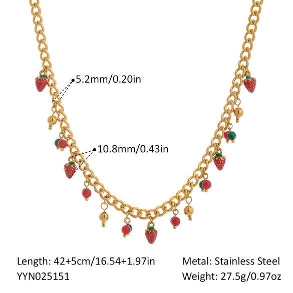 Wholesale Women's Jewelry Stainless Steel And Titanium Steel Neckwear With Fruit Pattern Electroplated Accessories