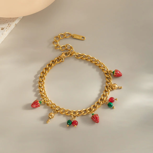Wholesale Women's Jewelry Stainless Steel And Titanium Steel Neckwear With Fruit Pattern Electroplated Accessories