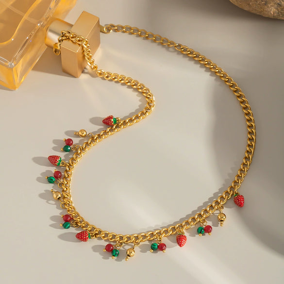 Wholesale Women's Jewelry Stainless Steel And Titanium Steel Neckwear With Fruit Pattern Electroplated Accessories