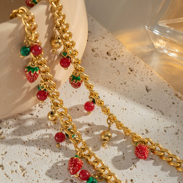Wholesale Women's Jewelry Stainless Steel And Titanium Steel Neckwear With Fruit Pattern Electroplated Accessories