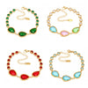 Wholesale Women's Jewelry 316L Stainless Steel Bracelet With Transparent Dropshaped Czech Glass Stone Electroplated Geometric Design