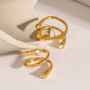 Wholesale Women's Jewelry Stainless Steel Drop Shape Geometric Electroplated Three Layer Asymmetric Opening Ring