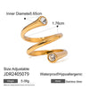 Wholesale Women's Jewelry Stainless Steel Drop Shape Geometric Electroplated Three Layer Asymmetric Opening Ring