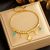 Wholesale Women's Jewelry Stainless Steel Geometric Butterfly Blue Eye Pendant Retro Bracelet With Electroplating Treatment