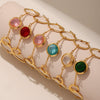 Wholesale Women's Jewelry 316L Stainless Steel Geometric Czech Glass Ring Bracelet With Electroplating