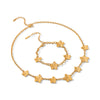 Wholesale Women's Jewelry Stainless Steel Geometric Fivepetal Flower Necklace And Bracelet With Electroplating Oshaped Chain