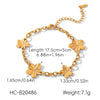 Wholesale Women's Jewelry Stainless Steel Geometric Fivepetal Flower Necklace And Bracelet With Electroplating Oshaped Chain
