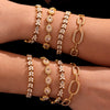 Wholesale Women's Jewelry Stainless Steel Geometric Pattern Fourleaf Flower Full Diamond Bracelet Electroplating