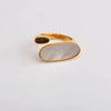 Wholesale Women's Jewelry Stainless Steel Oval White Seashell Ring Plated 18K Gold Geometric Style