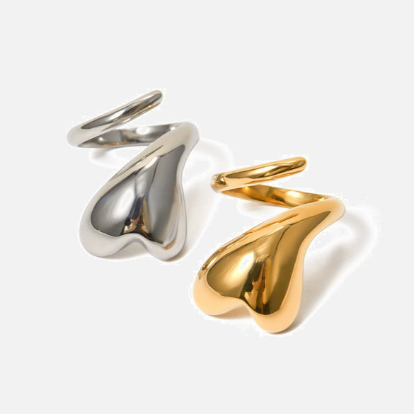 Wholesale Women's Jewelry Stainless Steel Ushaped Open Ring Electroplated Love Winding Nonfading
